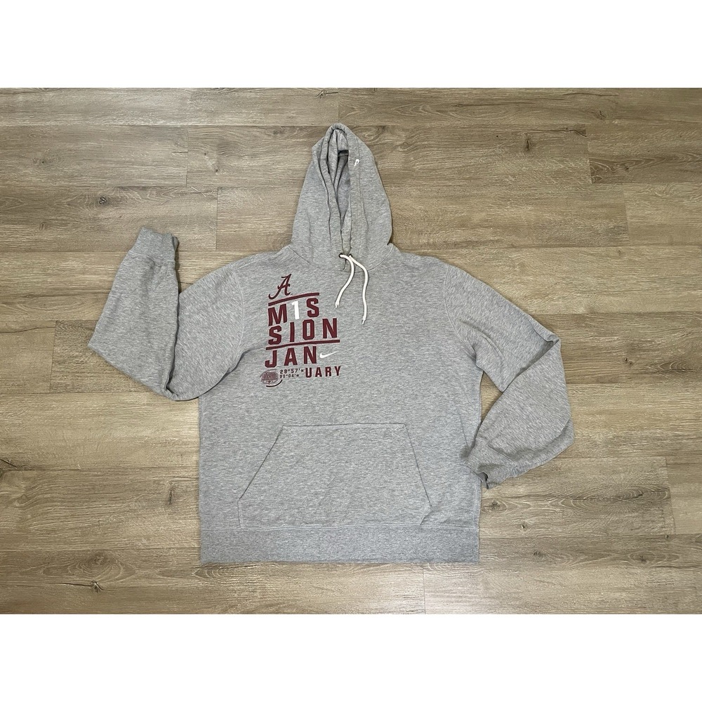 Alabama Crimson Tide Football Hoodie Nike Sz L Gray Swoosh Miss1on January